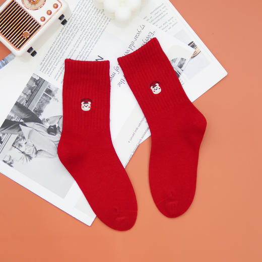 【2双装】【5-7岁】中童新年鸿运袜红袜子新年袜子四季棉袜【6双6折 2523209】 商品图3