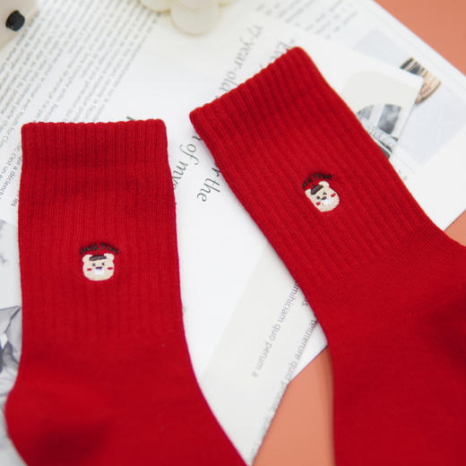 【2双装】【5-7岁】中童新年鸿运袜红袜子新年袜子四季棉袜【6双6折 2523209】 商品图4