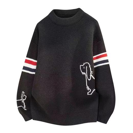 D123014新款红白蓝拼接小狗圆领针织衫男女同款毛衣 商品图2