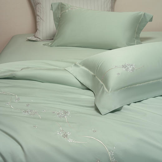 鎏金澳棉四件套 春樱漱雪（奶白绿） 商品图6