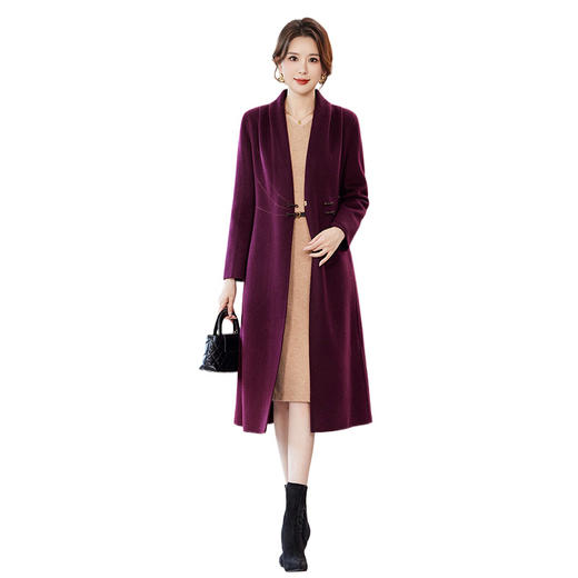 丁摩秋冬新款翻领羊毛双面毛呢大衣宽松高品质气质短款外套ALW5287LN 商品图4