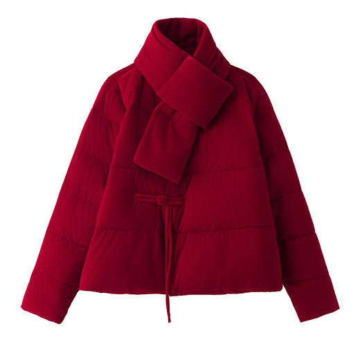 高级感丝绒羽绒服，盘扣国风保暖外套（配围巾）GRS2575 商品图4