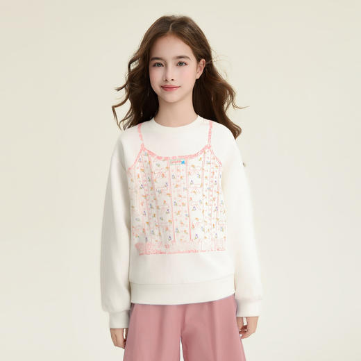 笛莎Deesha 童装女童卫衣2026春新款碎花背心印花卫衣 商品图0