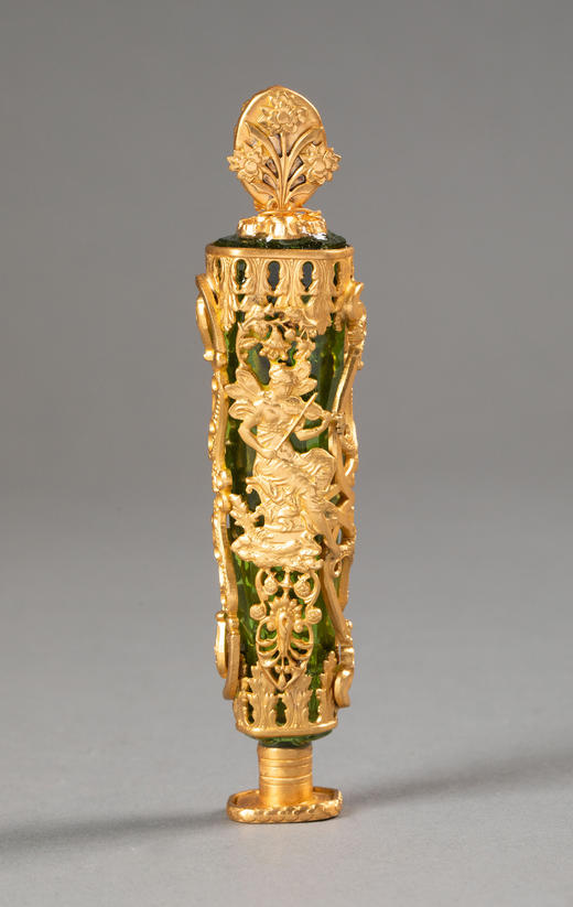 【已售】独角鹿西洋古董19世纪法国出品音乐女神主题铜鎏金精雕嵌卡梅奥古典肖像浮雕装饰绿色水晶火漆印章 商品图0