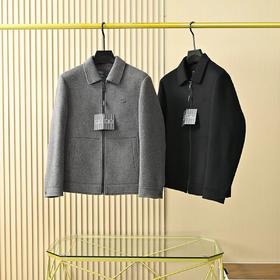杰尼亚2025新款羊毛呢羽绒两件套男士短款夹克外套