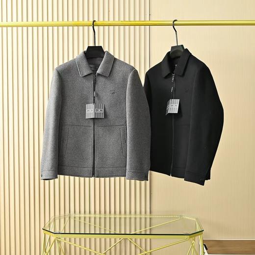 杰尼亚2025新款羊毛呢羽绒两件套男士短款夹克外套 商品图0