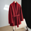 品牌订单山羊绒＋桑蚕丝超细羊毛翻领双面毛呢手工极简大衣 商品缩略图4