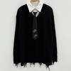 NC假两件配领带长袖毛织上衣50805（黑）秋季253050220321 商品缩略图1