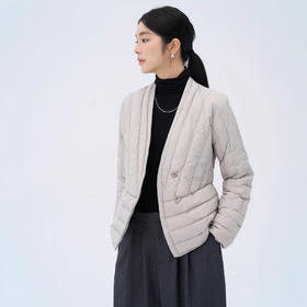 丁摩 高级感白鸭绒新款轻薄羽绒服女短款秋冬V领内胆显瘦洋气外套5ZF-8812