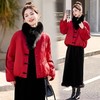 爆款超好看红色洋气外套，新中式真狐狸毛短款羽绒（配真毛领）HR-RSLD2871 商品缩略图1