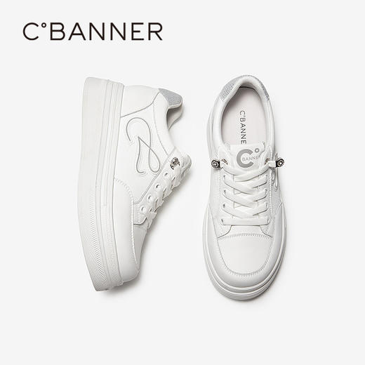 千百度厚底小白鞋女2026春季新款增高休闲板鞋松糕底轻便运动鞋A26180012 商品图4