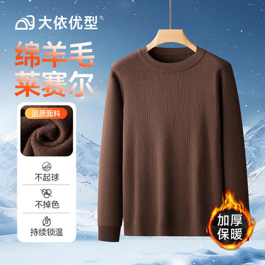 【绵羊毛莱赛尔】【DDS】大依优型大码男装圆领加绒针织衫毛衣长袖休闲百搭加肥加大 商品图6