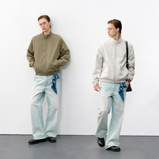 714street复古亚麻混纺立领夹克2026春季潮牌宽松两面穿外套男款 商品图0