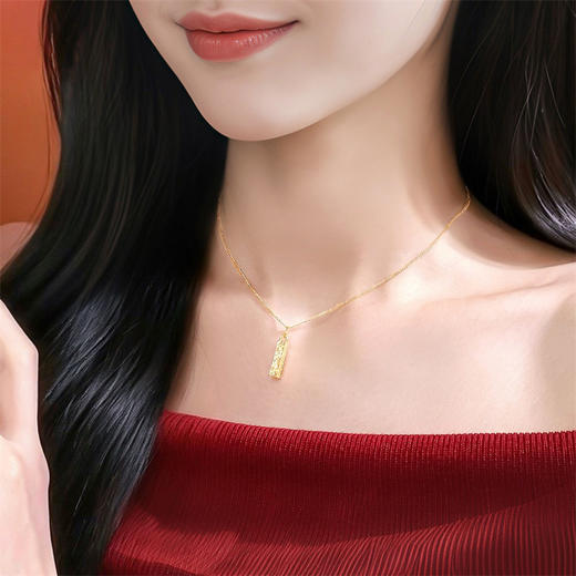 【新品首发】足金小金砖吊坠  招财暴富黄金挂坠 MEMORA诗普琳HP928901（线上专供） 商品图2