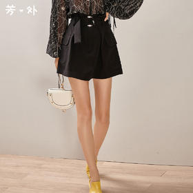 剩S/M/L/XL 芳外 春季新款洋气百搭防走光A字裙高腰显瘦薄款黑色短裙0673