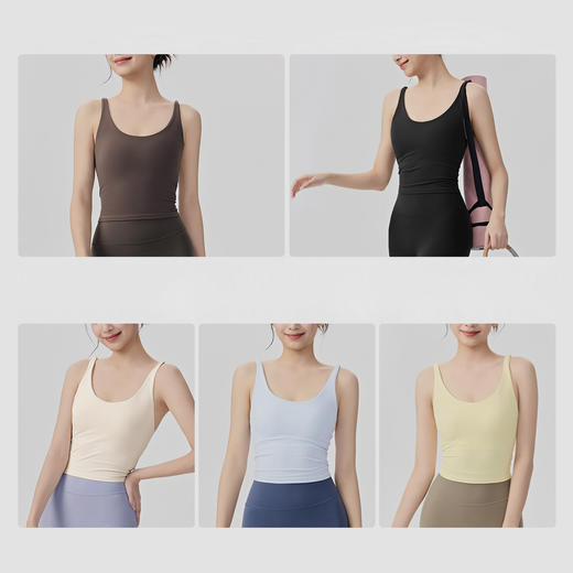 【限时秒】YOGACODE【火树银花系列】运动背心女固定式一体杯两穿吊带美背瑜伽背心DWB116006 商品图2