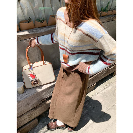 <曾小咸推荐>现货秒杀 ！微信超特价！韩系撞色条纹毛衣 日常159.99 立减70 秒杀89.99！！ 商品图4