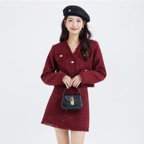 奢姿大码女装2025冬季时尚小香风套装胖妹妹气质减龄显瘦两件套9954991134