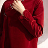 绽放039朵/新中式盘扣纯棉灯芯平绒长袖连衣裙冬新年红色文艺长裙 商品缩略图3