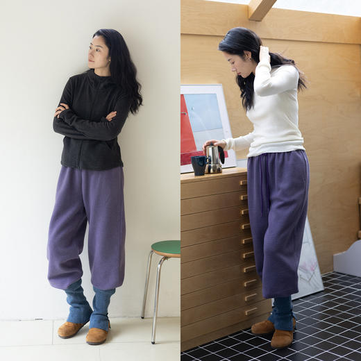 绽放043朵/加绒摇粒绒感全腰松紧松紧收脚卫裤女加厚直筒束脚裤 商品图2