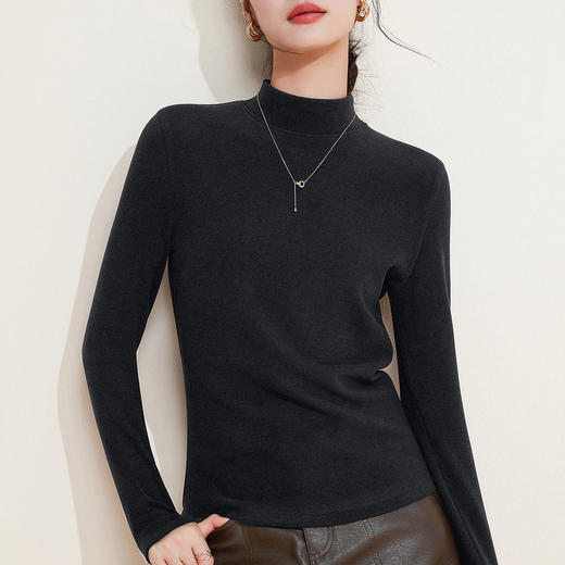 「自j」全新升级【铂金会员128/天猫169/差价41】(02516)洛诗琳加绒加厚中领打底衫2025秋冬修身显瘦高级感保暖上衣 商品图3