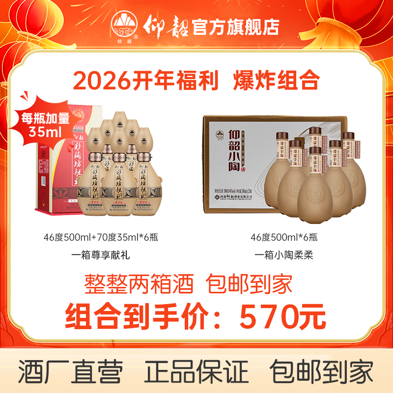 【献礼柔柔组合装】仰韶彩陶坊尊享献礼 一箱 +小陶柔柔一箱   到手整整两箱酒