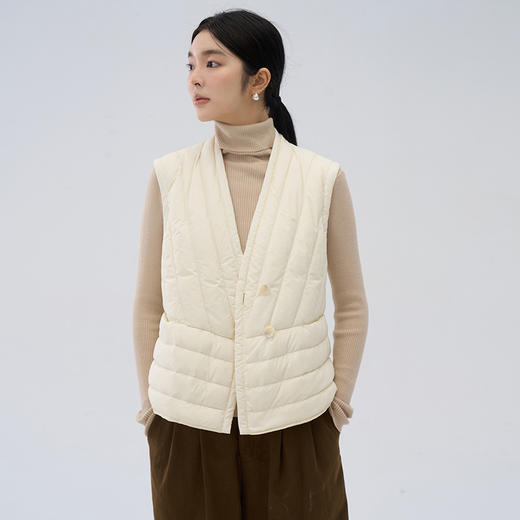 丁摩 气质轻薄V领羽绒马甲女秋冬内搭外穿时尚显瘦90白鸭绒上衣5ZF-146801 商品图0