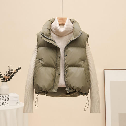 免洗PU皮羽绒马甲短款时尚背心坎肩A03 商品图0