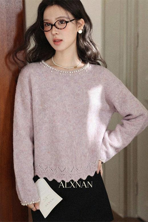 鹿向南「碎冬手记」冬季新款慵懒风紫色毛衣女高级气质针织衫上衣 商品图5