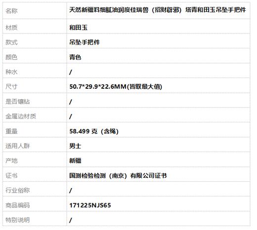 【天然正品】天然新疆料细腻油润度佳青和田玉吊坠手把件50.7*29.9*22.6MM(皆取最大值) 171225NJS65 商品图8