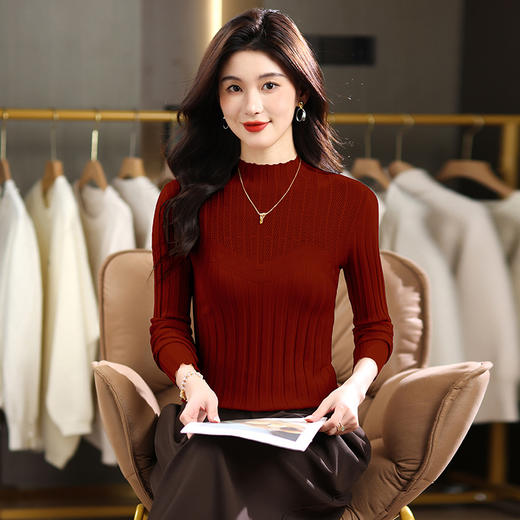 CC内搭上衣修身显瘦洋气百搭半高领打底衫2025新款女装冬装毛衣短款 商品图0