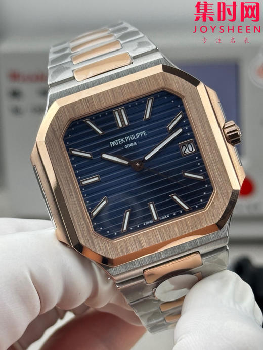 PP+百达翡丽 方形鹦鹉螺 新系列CUBITUS 5821男士腕表 间玫金蓝 商品图3