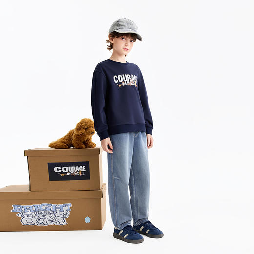 【细腻柔滑全棉牛仔裤】男童软糯舒适裤子全腰牛仔单裤春季新款安奈儿童装EB616565 商品图3