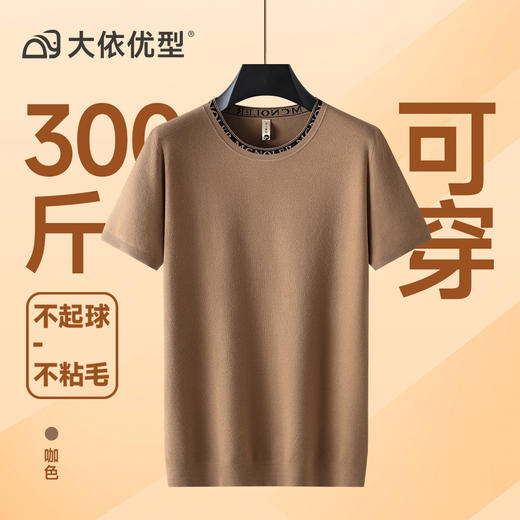 【300斤】【DG】大依优型大码男装圆领短袖毛衣加肥加大码宽松毛线衫内搭针织衫男士上衣 商品图3