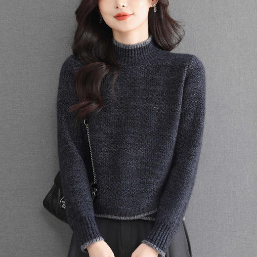 CC高腰好看短款毛衣小个子冬装漂亮减龄上衣轻奢高级感中领打底衫厚 商品图0