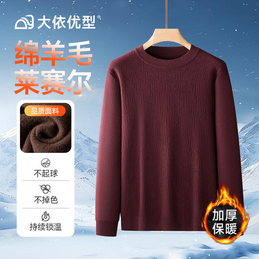 【绵羊毛莱赛尔】【DDS】大依优型大码男装圆领加绒针织衫毛衣长袖休闲百搭加肥加大 商品图4