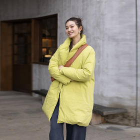 绽放069朵/高支高密棉廓形感中长款羽绒服女防风保暖立领羽绒外套