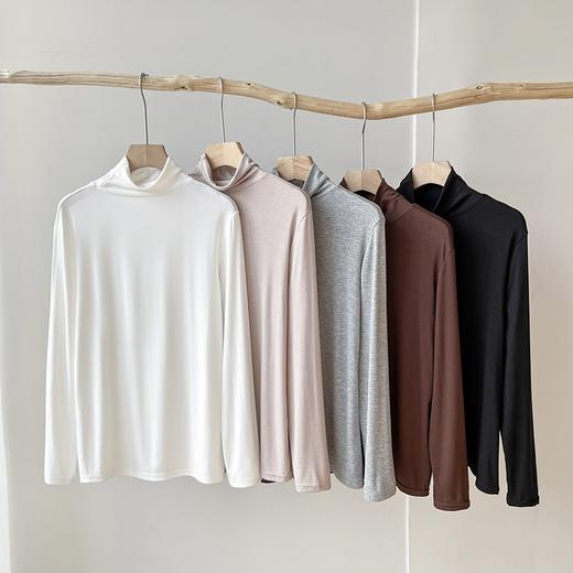 【超值两件装】卷卷紫莫代尔堆堆领打底衫 如丝绸般细腻柔滑温润亲肤 堆堆领设计自带松弛慵懒感 弹性巨佳适合各种身材 均码 商品图1