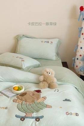 儿童可爱卡通牛奶绒四件套