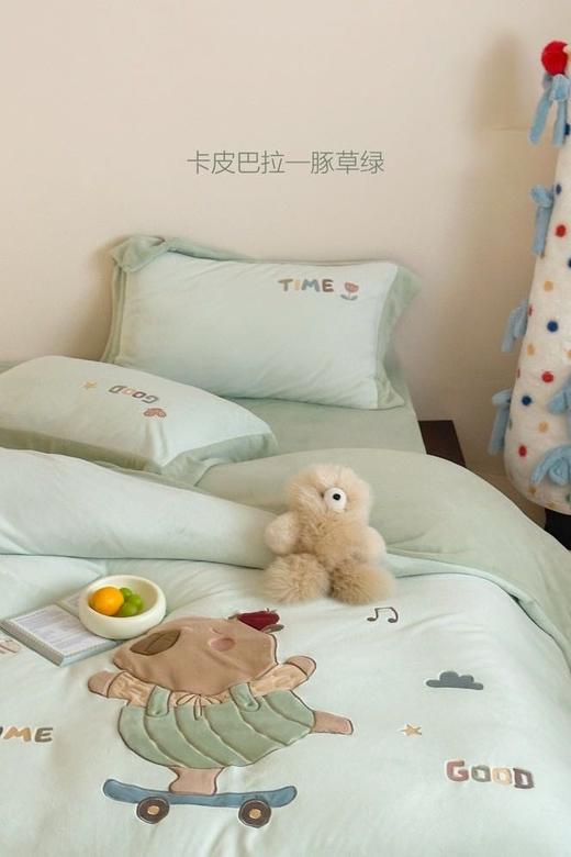 儿童可爱卡通牛奶绒四件套 商品图0