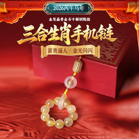 【祈愿吉品】马年金发晶青金石三合生肖手机链