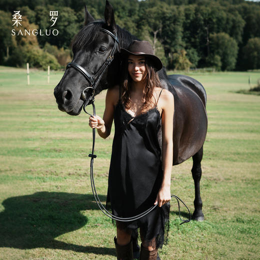 丝魅蕾影』桑罗不对称裙摆吊带裙桑蚕丝女性感睡裙可外穿 商品图1