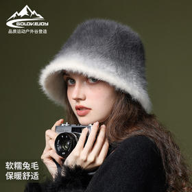 雀说冬季保暖渔夫帽女加厚防寒大头围显脸小盆帽毛绒帽兔毛帽子ALW101