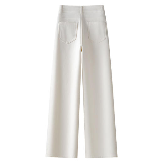 丁摩 白色加绒牛仔裤女秋冬款新款宽松阔腿裤冬季加厚高腰直筒裤子5ZF-705 商品图1