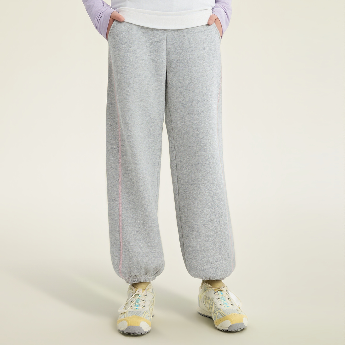 笛莎Deesha 童装女童裤子2026春新款甜美粉标束脚裤