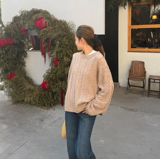 2512502    cariaggi 亮片麻花 宽松毛衣 羊绒羊毛 商品图9