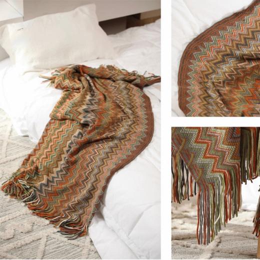 【菱形纹盖毯红棕】敦煌小众高级感午睡毯装饰毯针织毯子办公室沙发毯沙发盖毯 商品图4