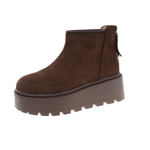 秋冬新款小个子增高马丁靴女舒适百搭后拉链加绒保暖厚底短靴棉靴 商品图6