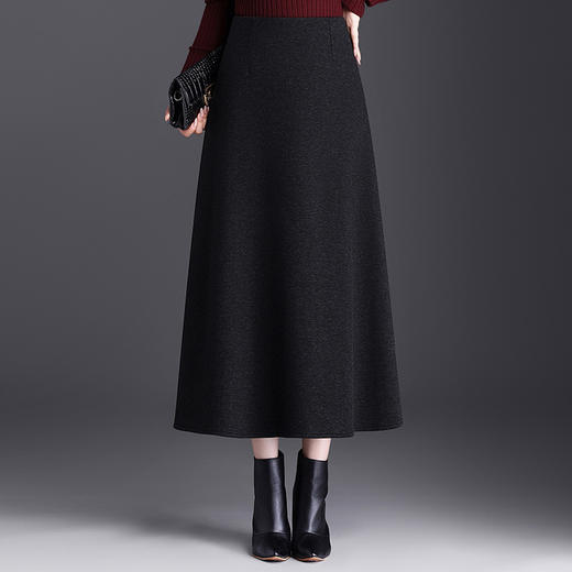 毛呢通勤A字裙垂坠感，显瘦高腰半身裙QYM-25131 商品图1