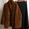 【L*OEWE秀场同款】双面穿焦糖玛奇朵麂皮绒皮毛一体外套A054008（下单3-7天发货） 商品缩略图0